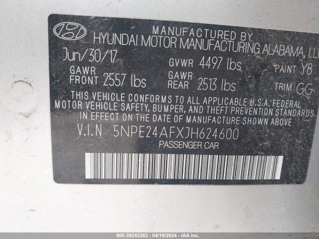 Hyundai SONATA SE 2018 5NPE24AFXJH624600 Image 9