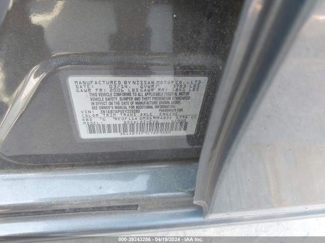 Nissan SENTRA SV 2014 3N1AB7AP9EY229280 Image 9