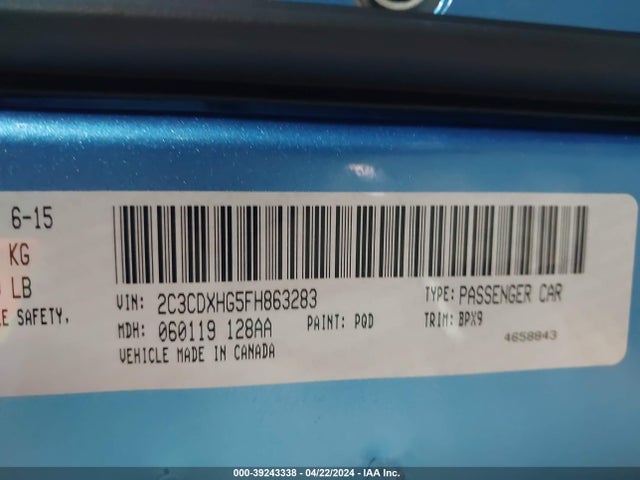 Dodge Charger Sxt 2015 2C3CDXHG5FH863283 Image 9