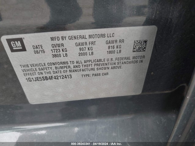 Chevrolet Sonic Ltz Auto 2015 1G1JE5SB4F4212413 Image 9