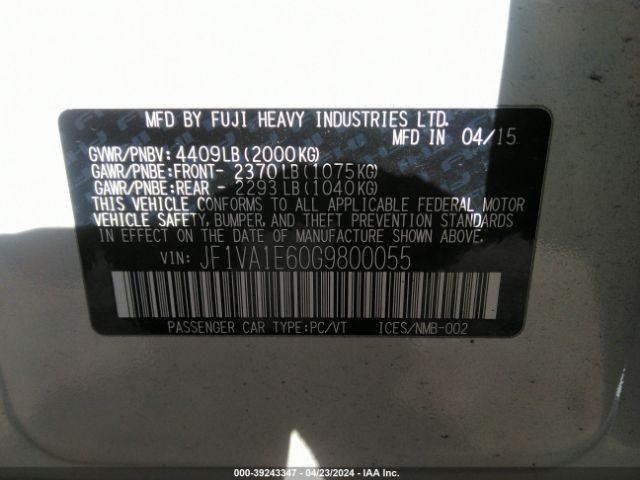 JF1VA1E60G9800055 Subaru Wrx Premium