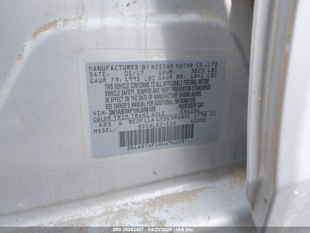 Nissan SENTRA SV 2017 3N1AB7AP1HL696128 Image 9