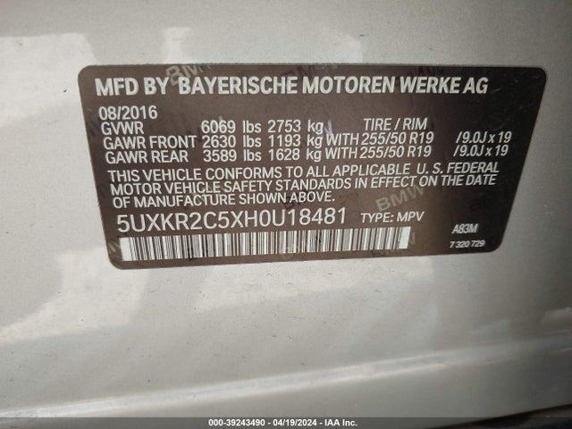 5UXKR2C5XH0U18481 BMW X5 Sdrive35i