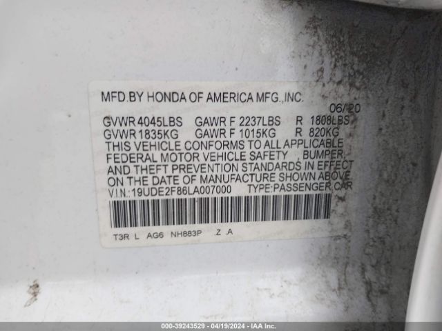 19UDE2F86LA007000 Acura Ilx Premium   A-spec Packages/technology   A-spec Packages