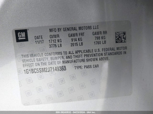 Chevrolet Cruze Ls Auto 2018 1G1BC5SM2J7149363 Image 9