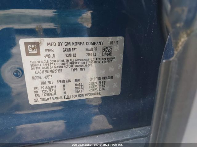 KL4CJESB7KB927990 Buick Encore Awd Preferred