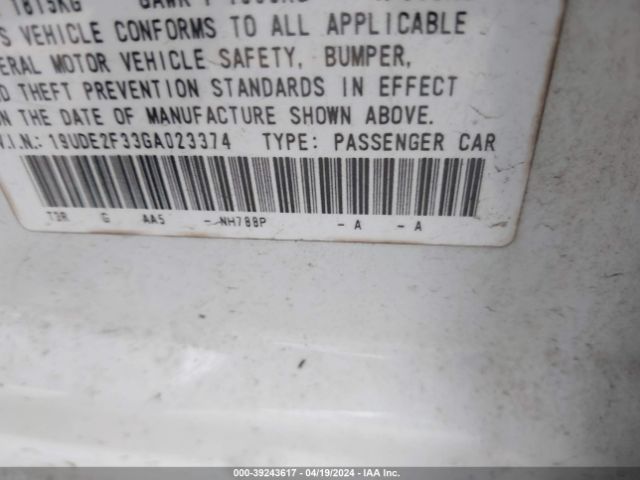 19UDE2F33GA023374 Acura ILX