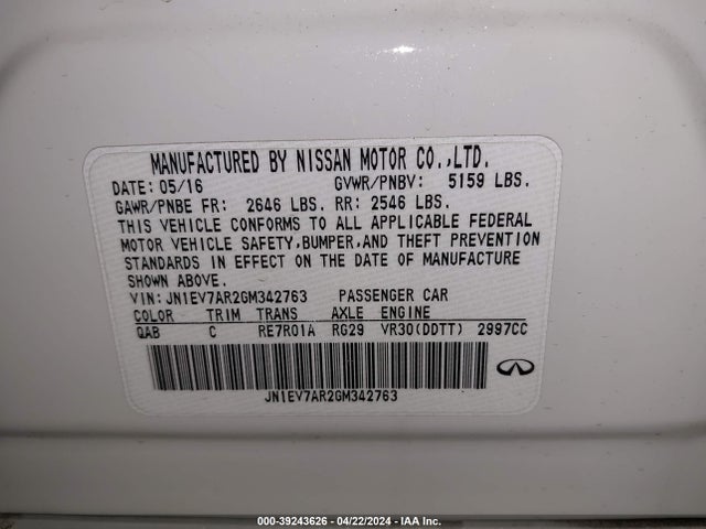 JN1EV7AR2GM342763 Infiniti Q50 3.0t Premium