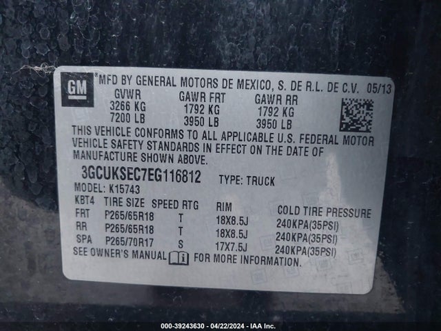 Chevrolet Silverado 1500 2lz 2014 3GCUKSEC7EG116812 Image 9