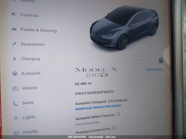 5YJXCBE28JF102273 Tesla Model X 100d/75d/p100d