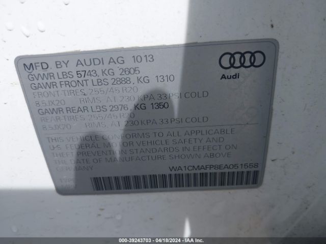 WA1CMAFP8EA051558 Audi Q5 3.0 Tdi Premium Plus