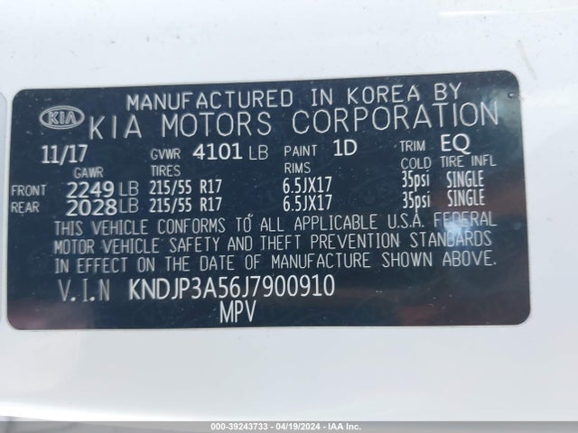KIA SOUL + 2018 KNDJP3A56J7900910 Image 9