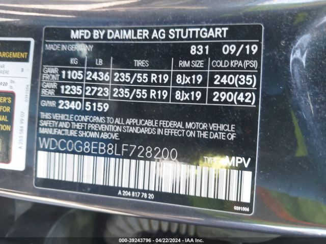 WDC0G8EB8LF728200 Mercedes-Benz Glc 300 4matic