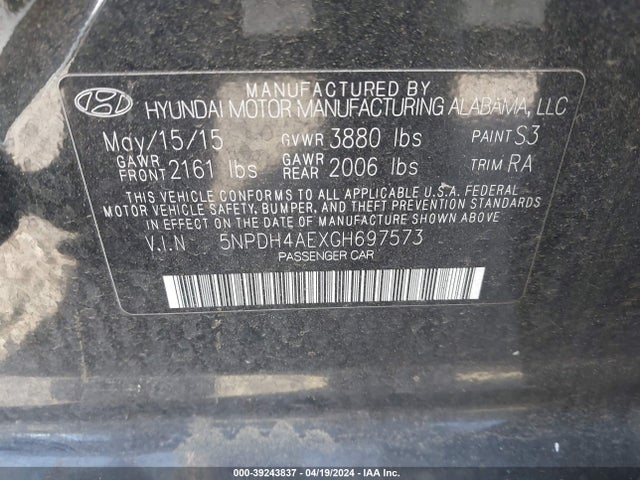 Hyundai ELANTRA SE 2016 5NPDH4AEXGH697573 Image 9