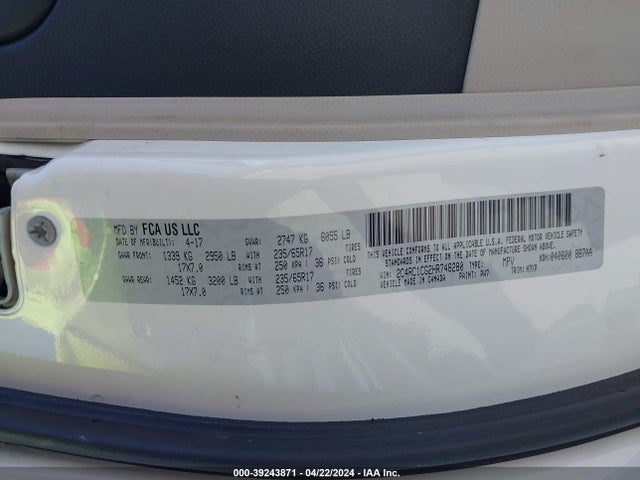 Chrysler Pacifica Lx 2017 2C4RC1CG2HR748280 Image 9