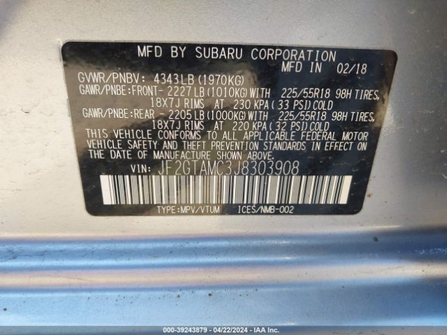 JF2GTAMC3J8303908 Subaru Crosstrek 2.0i Limited