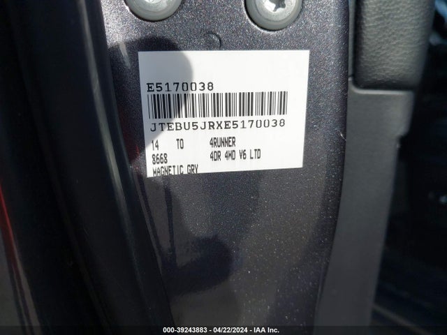 Toyota 4runner Limited 2014 JTEBU5JRXE5170038 Image 9