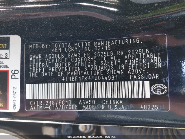 Toyota CAMRY LE 2015 4T1BF1FK4FU044991 Image 9