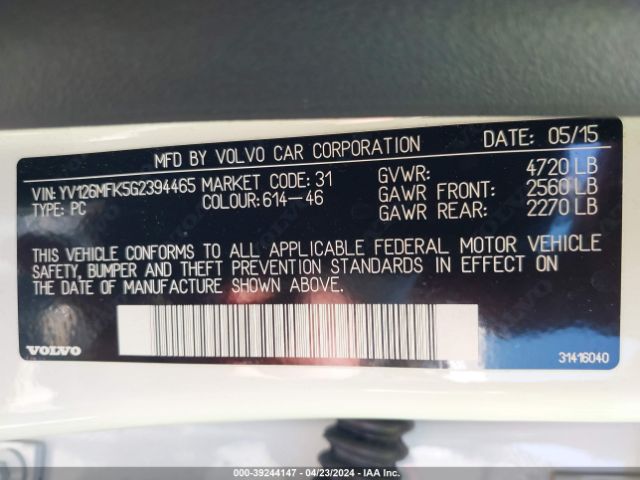 2016 VOLVO S60 YV126MFK5G2394465 Photo 8