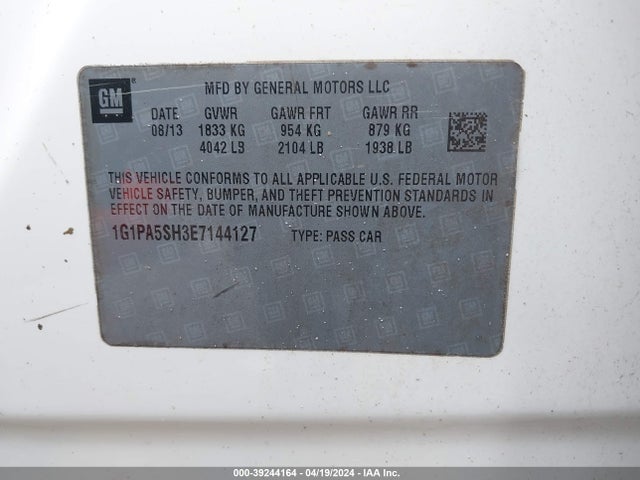 Chevrolet Cruze Ls Auto 2014 1G1PA5SH3E7144127 Image 9