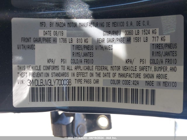 Toyota YARIS LE 2020 3MYDLBJV3LY700038 Image 9