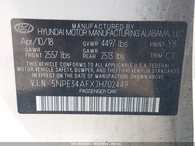 5NPE34AFXJH702449 Hyundai Sonata Sport+