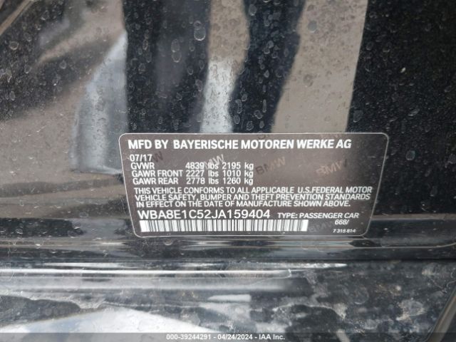 WBA8E1C52JA159404 BMW 330e Iperformance