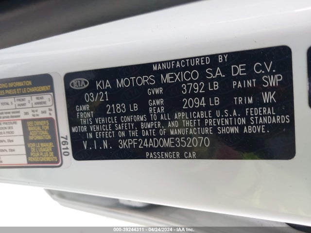 KIA Forte Lxs 2021 3KPF24AD0ME352070 Image 9
