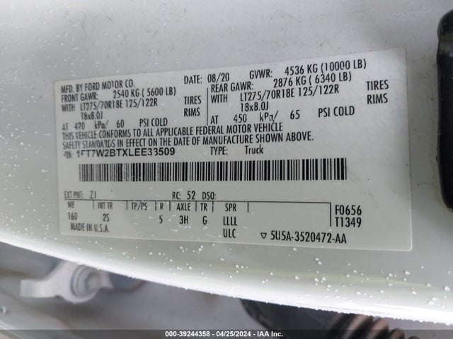 Ford F-250 Xlt 2020 1FT7W2BTXLEE33509 Image 9