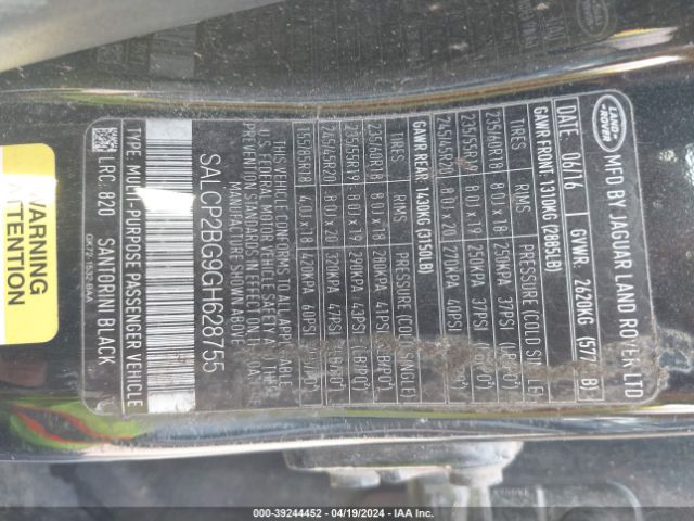 SALCP2BG9GH628755 Land Rover Discovery Sport Se