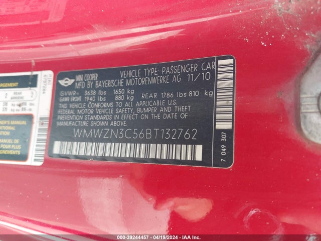 2011 MINI COOPER WMWZN3C56BT132762 Photo 8