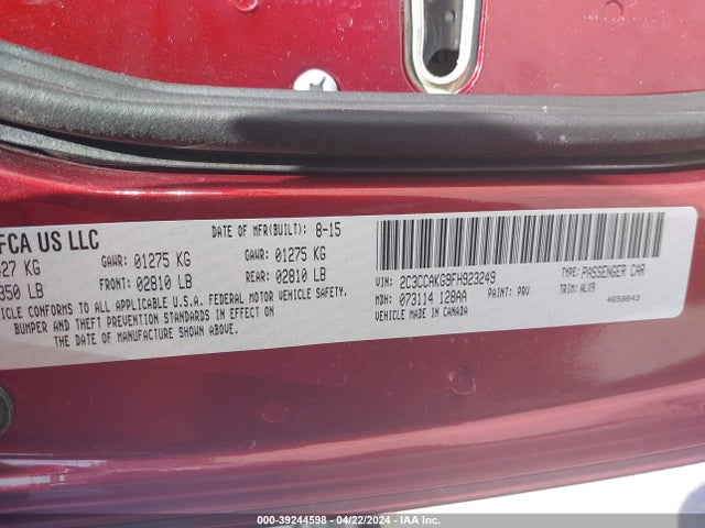 2C3CCAKG9FH923249 Chrysler 300c Awd
