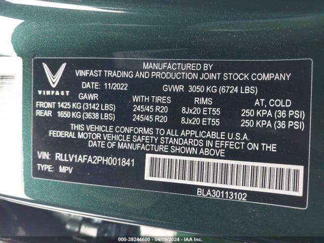 Vinfast Vf 8 Plus 2023 RLLV1AFA2PH001841 Image 9