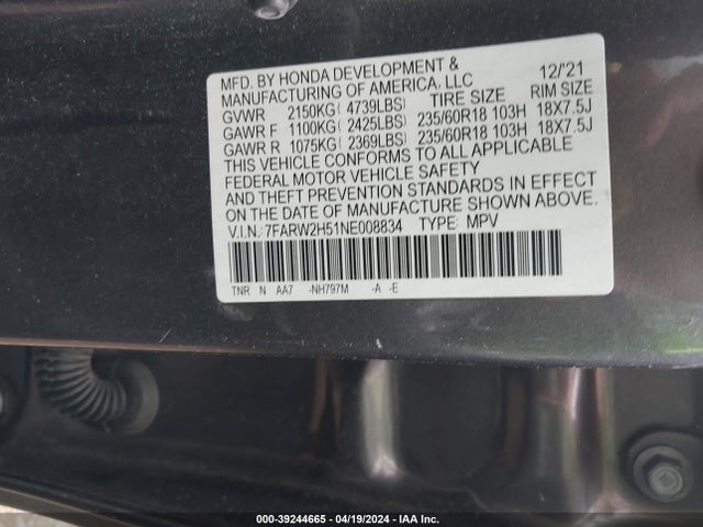 Honda Cr-v Awd Ex 2022 7FARW2H51NE008834 Image 9