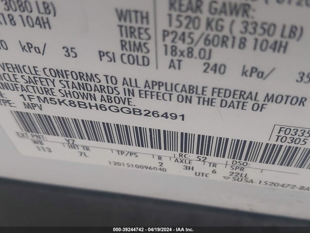 Ford Explorer 2016 1FM5K8BH6GGB26491 Image 9