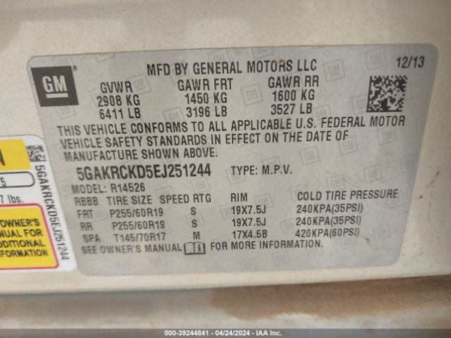 5GAKRCKD5EJ251244 Buick Enclave Premium