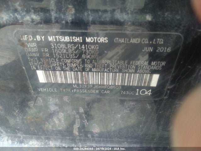 ML32F3FJ6HHF08503 Mitsubishi Mirage G4 Es