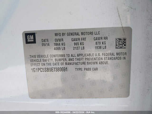 Chevrolet Cruze 1lt Auto 2014 1G1PC5SB9E7380691 Image 9