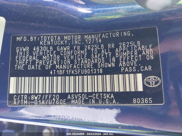 Toyota CAMRY SE 2015 4T1BF1FK5FU901318 Image 9