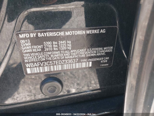 BMW 535d Xdrive 2014 WBAFV3C57EDZ33637 Image 9
