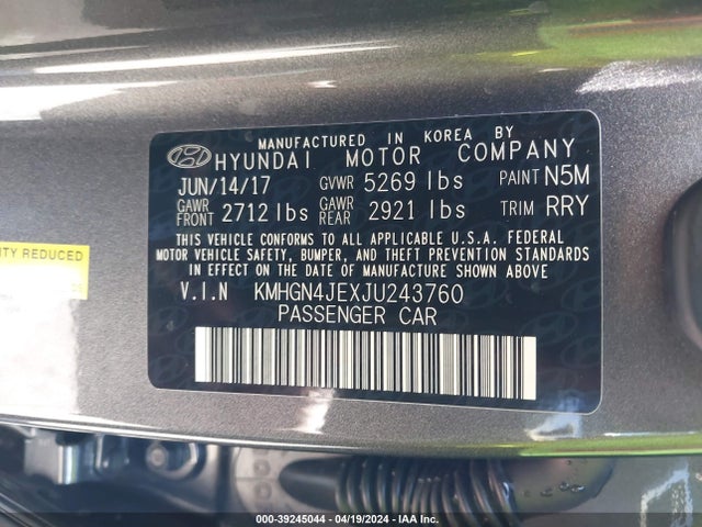 Genesis G80 3.8 2018 KMHGN4JEXJU243760 Image 9