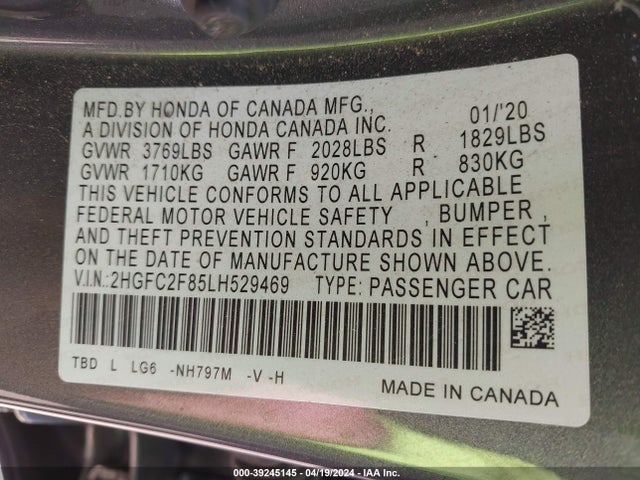 Honda Civic Sport 2020 2HGFC2F85LH529469 Image 9