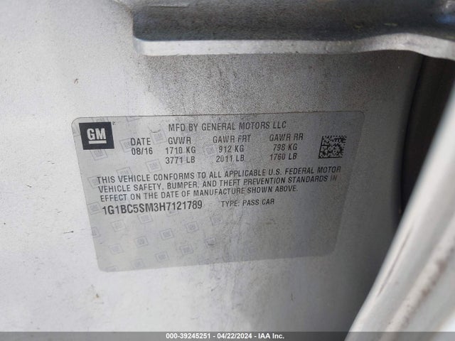 Chevrolet Cruze Ls Auto 2017 1G1BC5SM3H7121789 Image 9