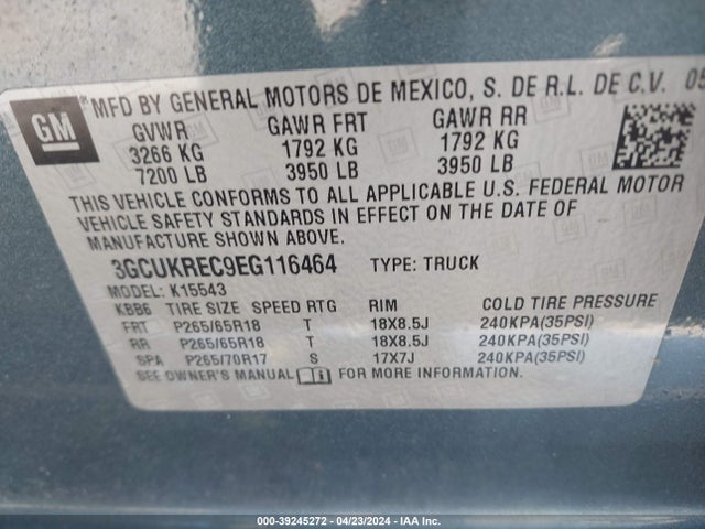 Chevrolet Silverado 1500 1lt 2014 3GCUKREC9EG116464 Image 9