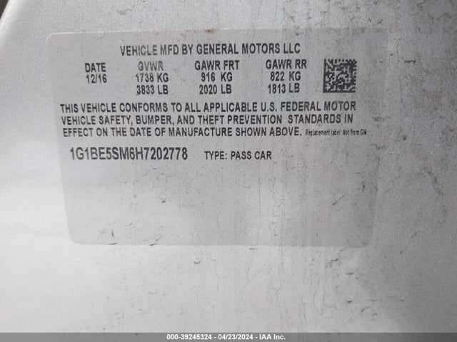 Chevrolet Cruze Lt Auto 2017 1G1BE5SM6H7202778 Image 9