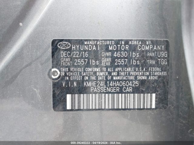 KMHE24L14HA060425 Hyundai Sonata Hybrid Se