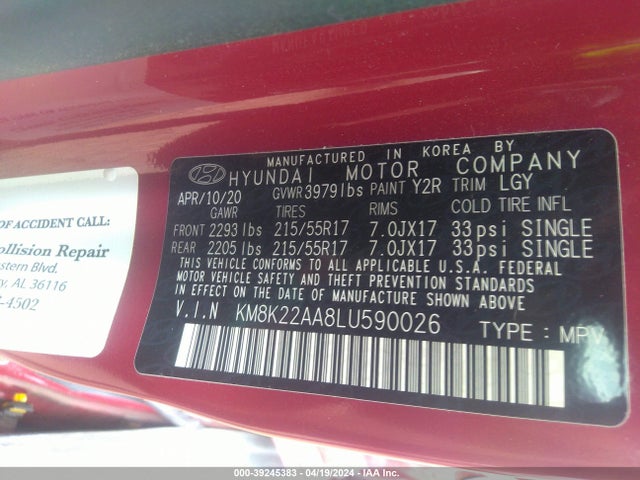 Hyundai Kona Sel 2020 KM8K22AA8LU590026 Image 9