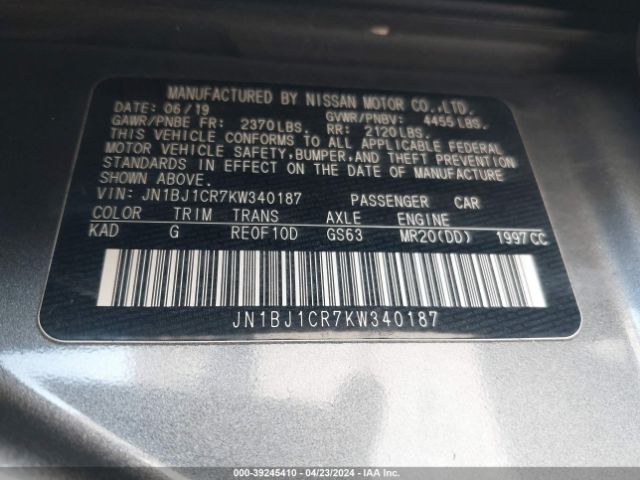 JN1BJ1CR7KW340187 Nissan Rogue Sport Sv