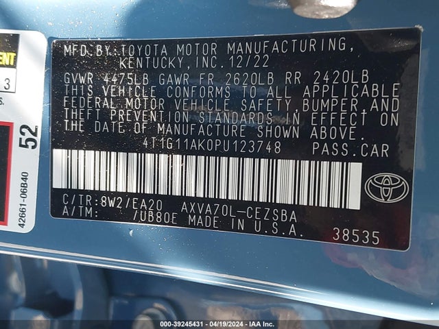 Toyota CAMRY SE 2023 4T1G11AK0PU123748 Image 9