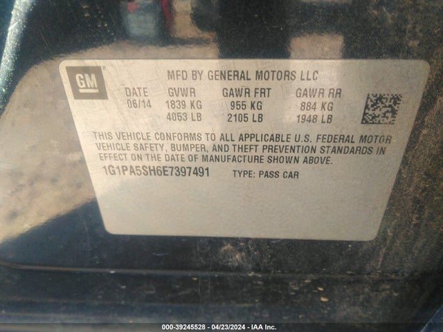 Chevrolet Cruze Ls Auto 2014 1G1PA5SH6E7397491 Image 9